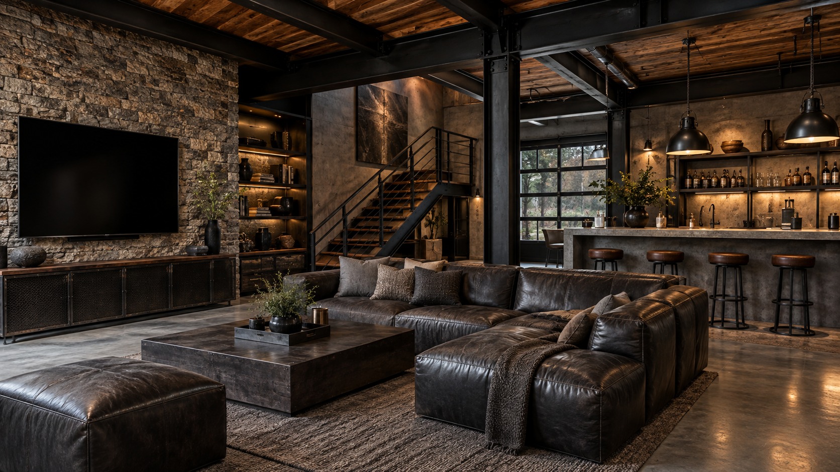 Editorial mancave interior for best industrial mancave designs for a rugged and masculine look