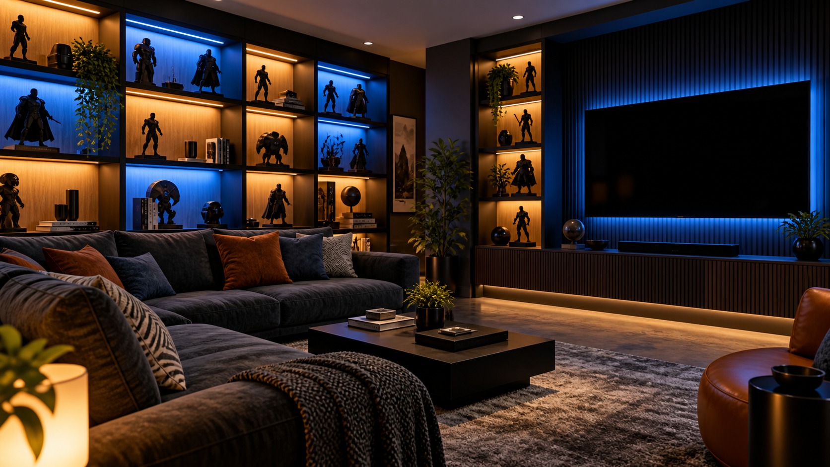 Editorial mancave interior for best pop culture mancave ideas for movies, tv shows, and fandoms