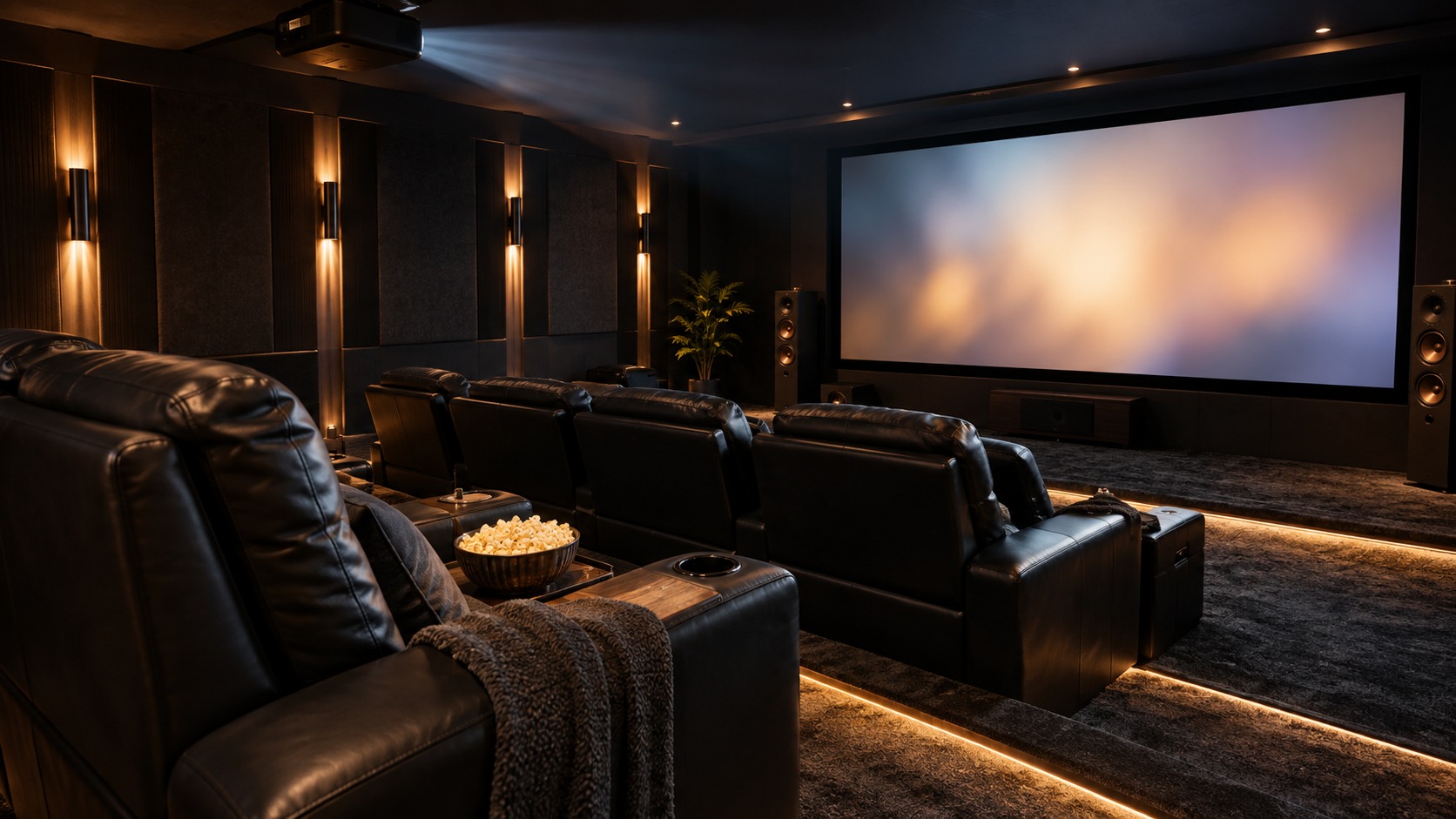 Editorial mancave interior for movie-themed mancave ideas: create the ultimate home cinema experience