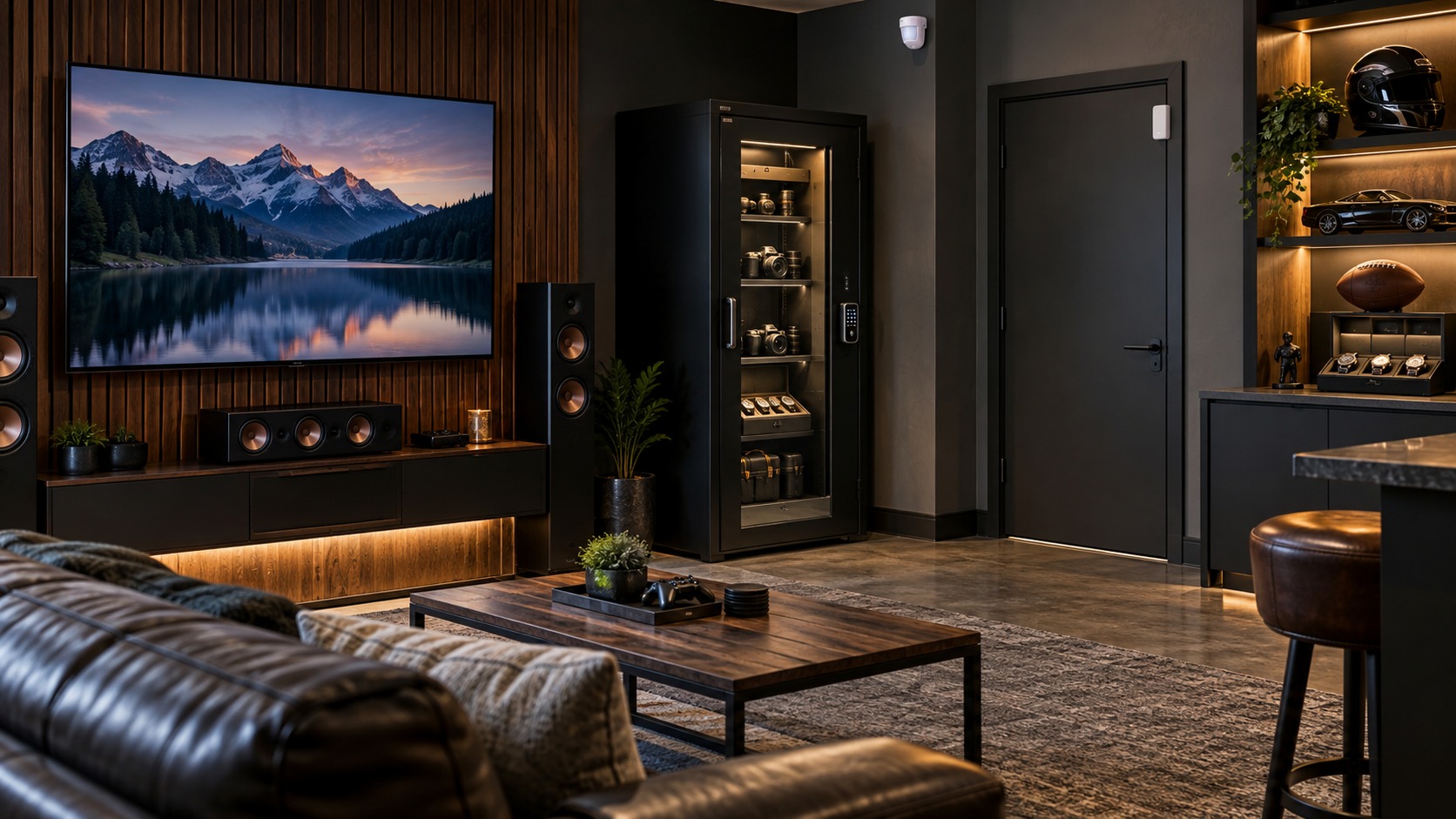 Editorial mancave interior for smart mancave security systems every owner should consider