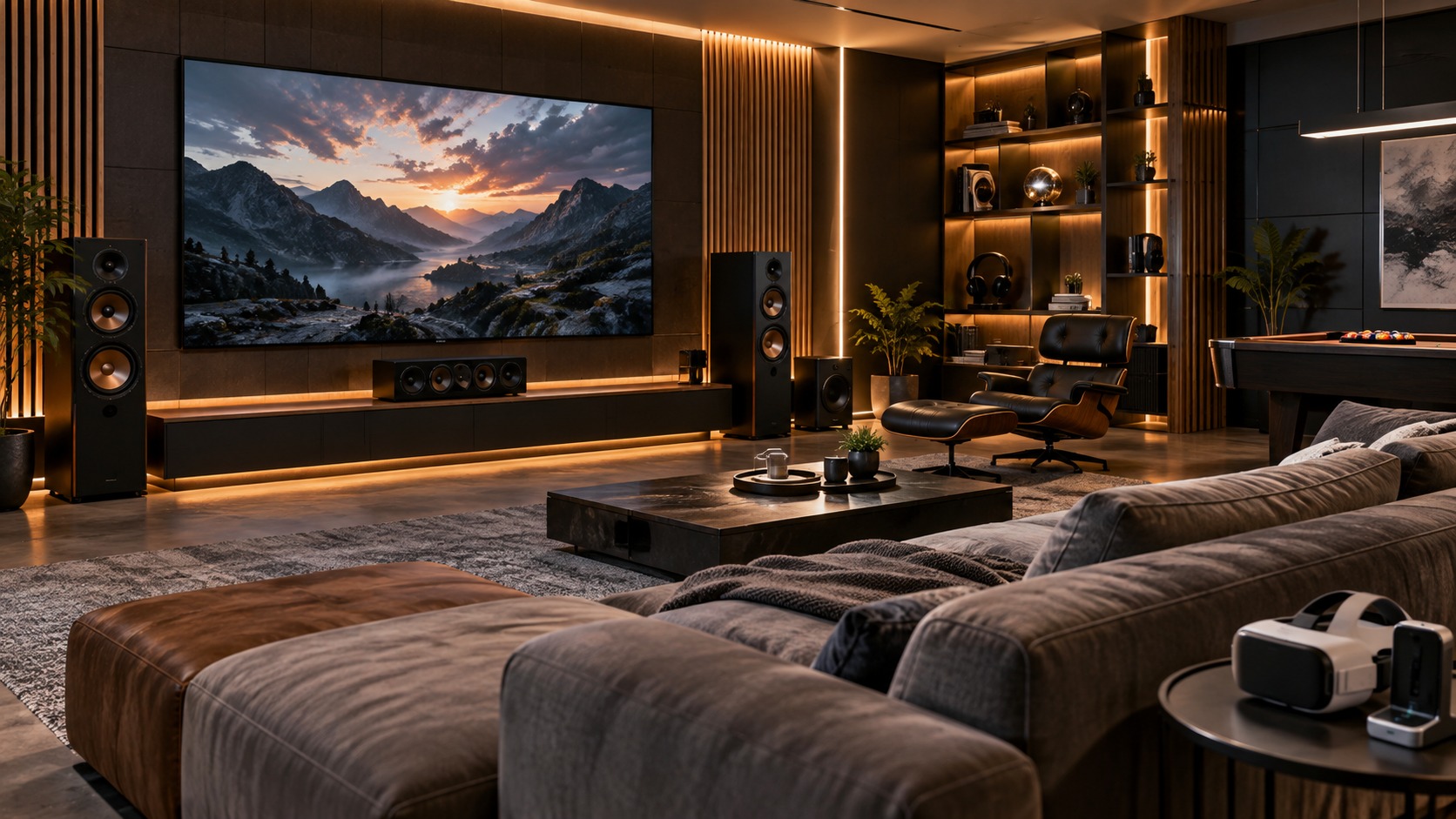 Editorial mancave interior for ultimate smart mancave concepts featuring cutting-edge tech and experimental gear